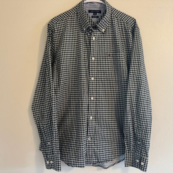 Tommy Hilfiger Men's Long Sleeve Button-Down Shirt - Size L - Gingham Check - Picture 1 of 3
